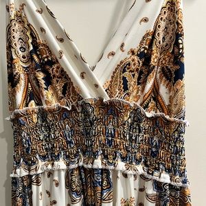 Venus Women’s cross cross back paisley print dress with handkerchief cut